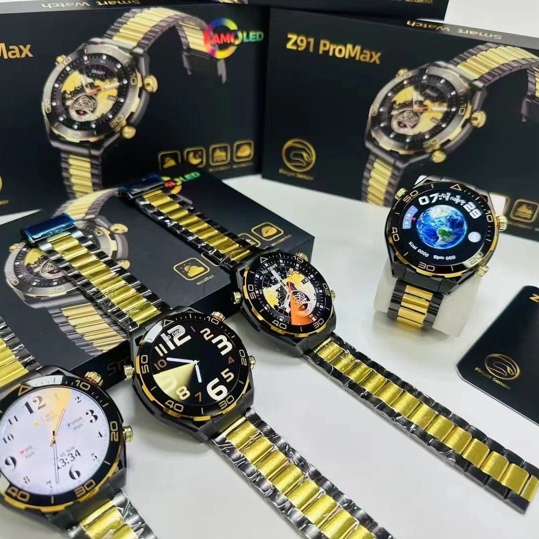 Z91 ProMax 1.52 inch round AMOLED screen Smartwatch reloj inteligente Wireless Charging Golden Metal Belt Smartwatch Z91 Pro Max